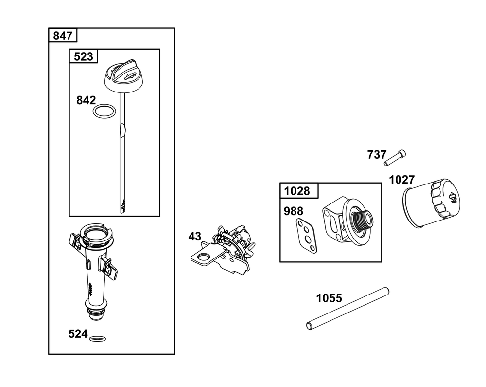 Lubrication Group Diagram and Parts List for 125P42-0031-H5  Briggs and Stratton Engine